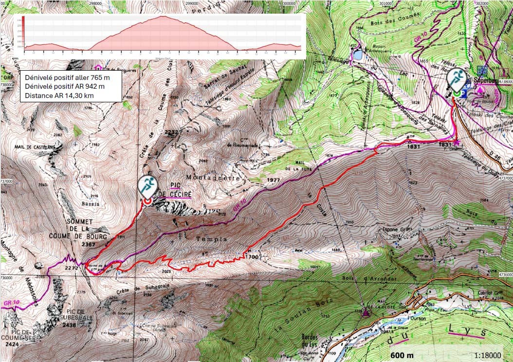 0 carte de la randonnee au pic du cecire