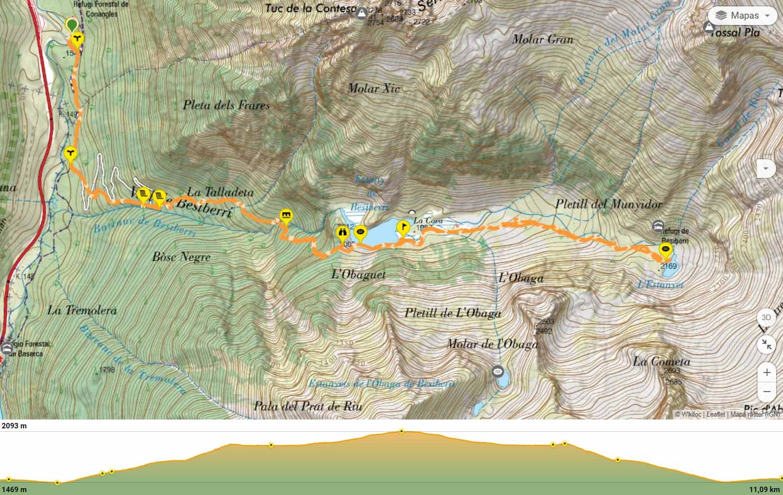 1 carte du parcours lacs des besiberri