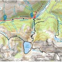 1 carte topographique lac d ourrec et lac bleu